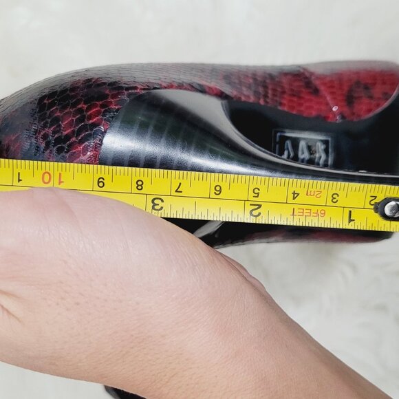 Zenia Pointed Toe Classic Slim High Heels Red Black Python Print Slip - Picture 7 of 7